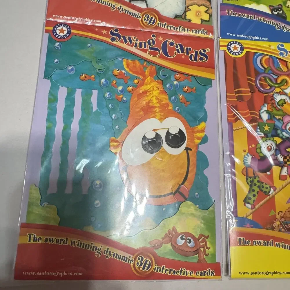 New Lot of 6 Swing 3D Popup Cards Santoro Birthday colorful dog pig circus roses